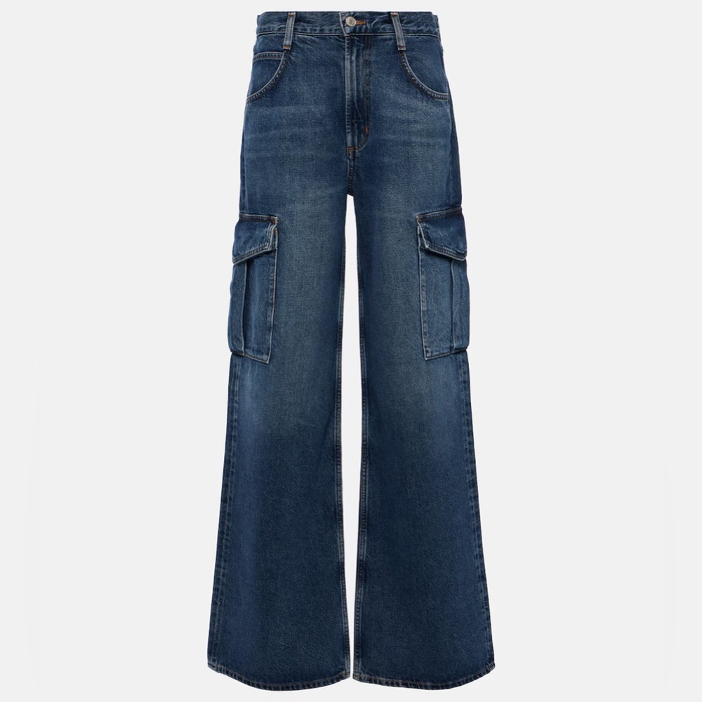 Agolde Minka Cargo Jeans in Path Medium Wash Size 22 - Picture 2 of 5